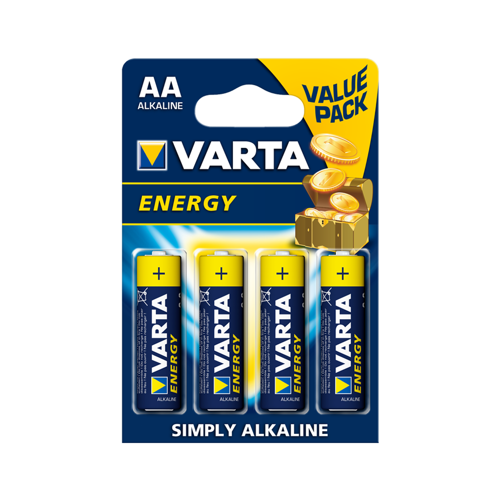 Varta AA — Pack 4 piles alcalines 1,5V